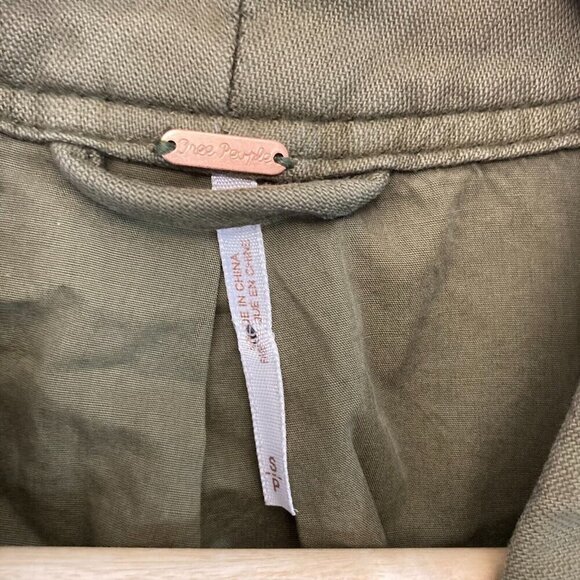 Free People Open Front Military Jacket Womens Small S Olive Green Cargo Pockets - Picture 4 of 16